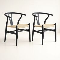 Pack 2 Sillas Wishbone Madera Asiento Claro - Negra