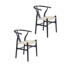 KLIK - Pack 2 Sillas Wishbone Madera - Negra