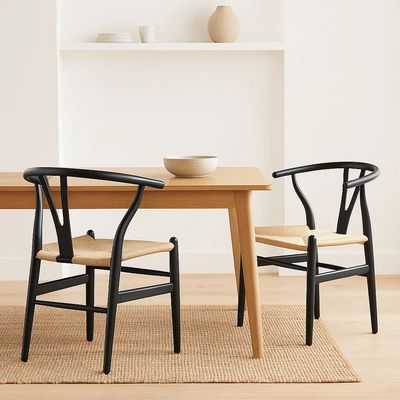 Imagen 2 del producto Pack 2 Sillas Wishbone Madera Asiento Claro - Negra