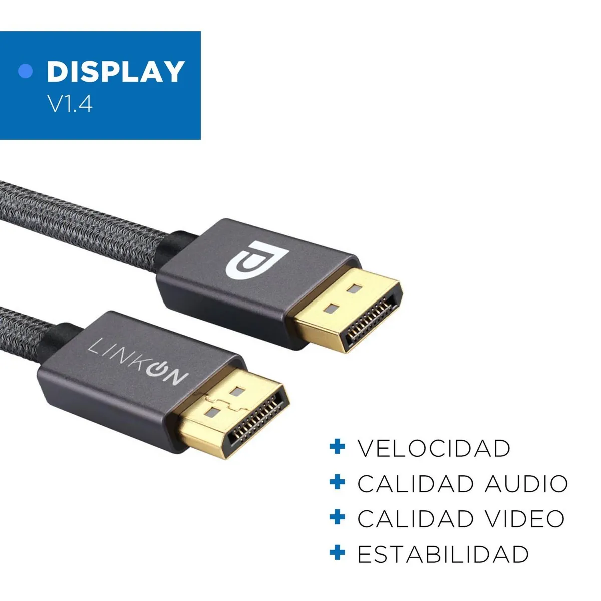 LINKON - Cable Displayport 8k (8k 60hz / 4k 144hz/ 2k 165hz) V1.4 2mt