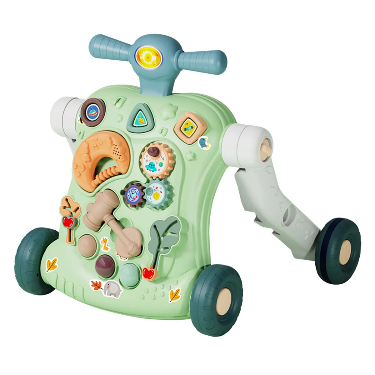 CRUSEC - Andador Musical Con Tablero De Juegos Portátil 6 En 1 Verde