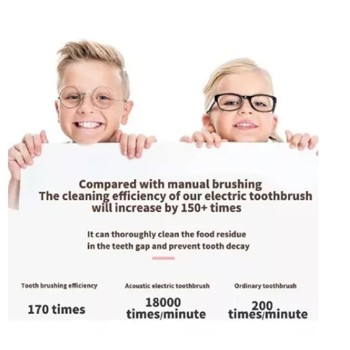 GENERICO - Cepillo Dental Electrico Niño En U Ultrasonico Patito Rosa