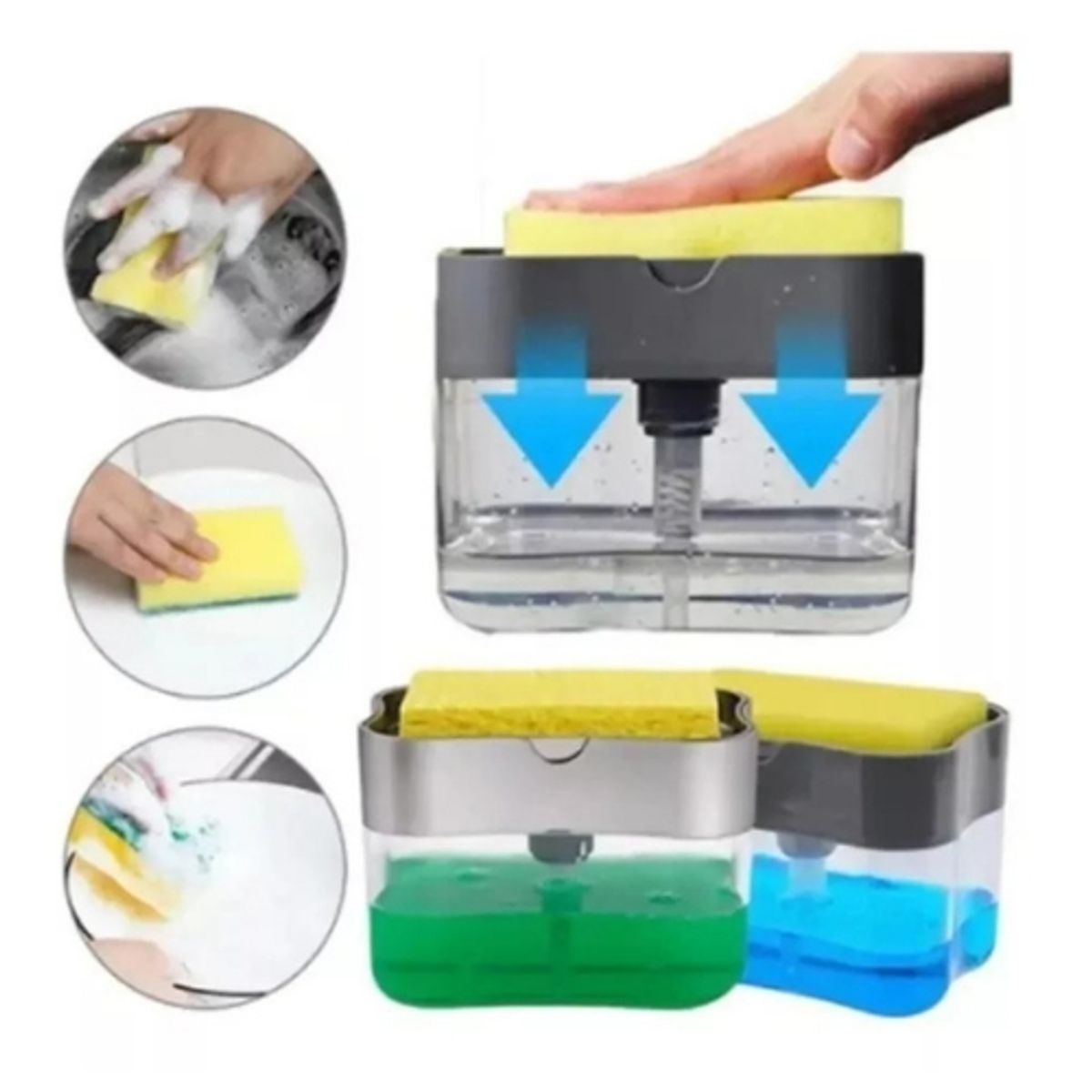 GENERICO - Dispensador Jabon Lavaloza con esponja Lavaplatos