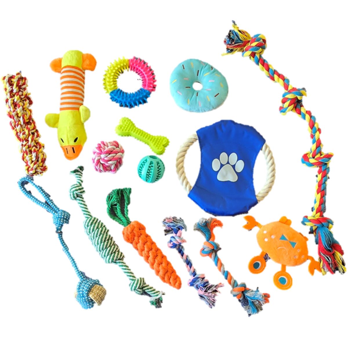 MASCO TODO - Set 15 Juguetes Mascotas Perro pelota dental, Cuerdas, Nudos