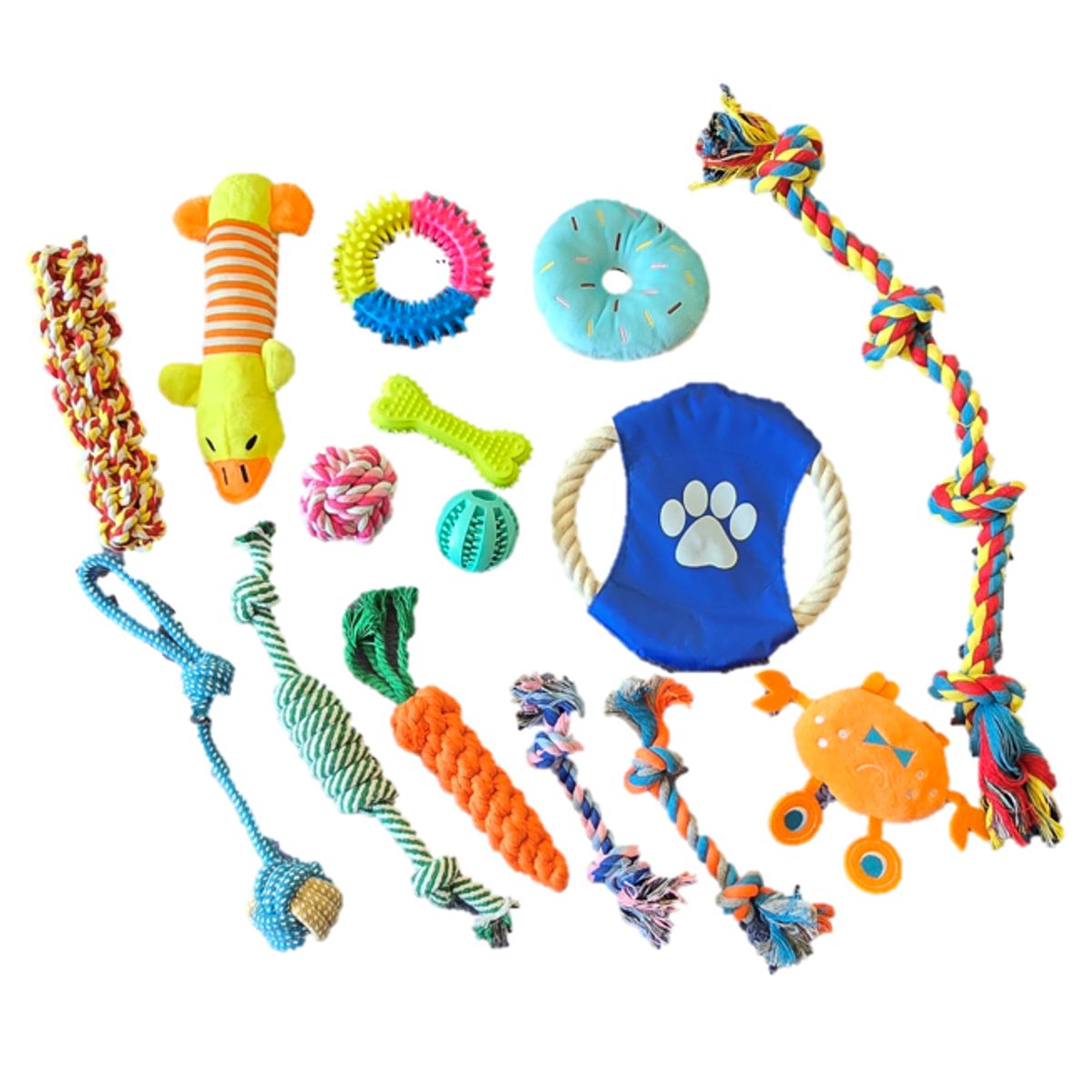 MASCO TODO - Set 15 Juguetes Mascotas Perro pelota dental, Cuerdas, Nudos