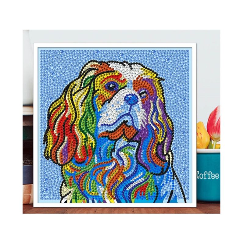 MI ARTE OCIO CONSENTIDO - Pintura con diamante Perro 20x20 cm INCLUYE MARCO