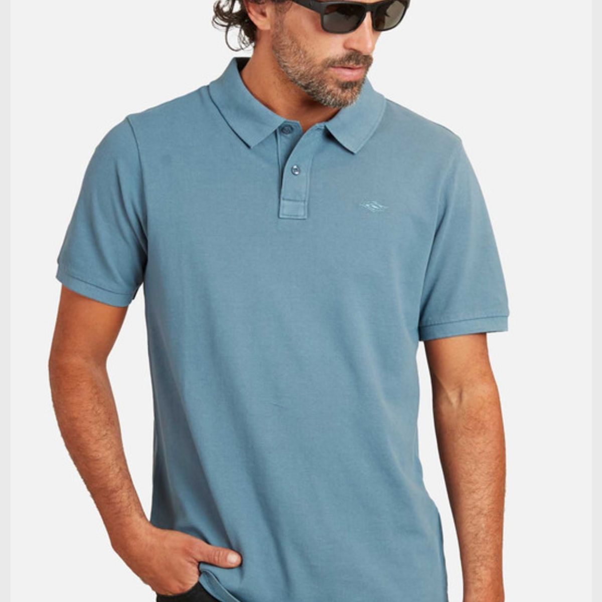 RIP CURL - Polera M/C 6P296 Celeste Hombre Ripcurl