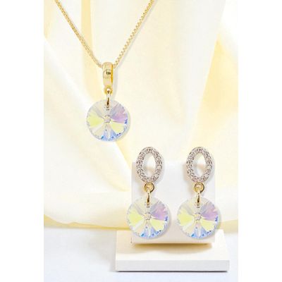 Imagen 2 del producto Conjunto Madrid Gold 24K creado con cristales de Swarovski® Aurora Boreal