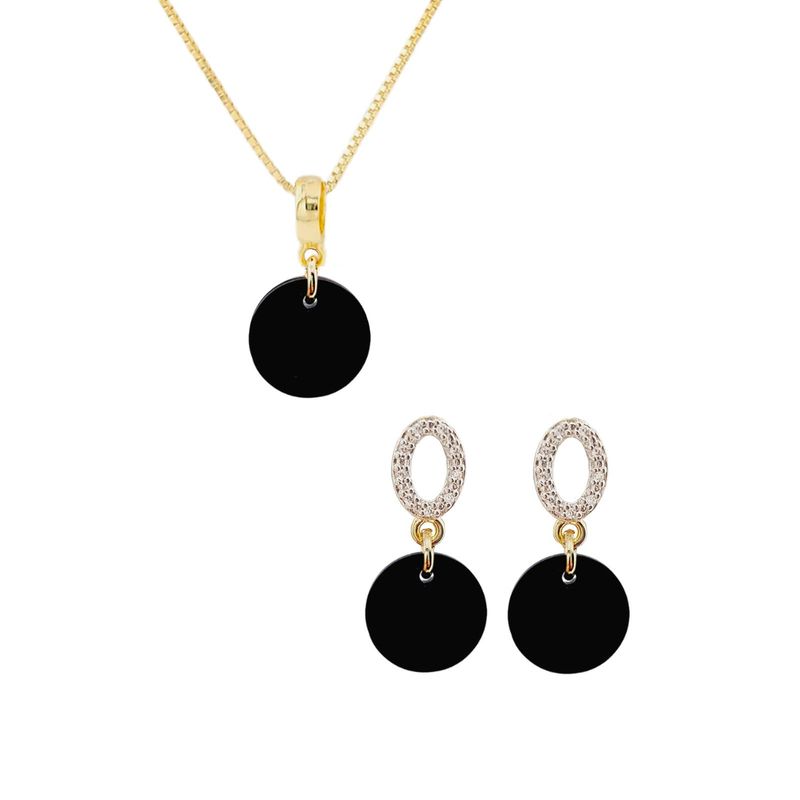 JOYAS MONTERO - Aros  Collar Conjunto Madrid Gold Cristales Genuinos Jet