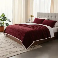 GENERICO - Frazada con Relieve Sherpa Burdeos, 2 P Medida 200 x 230 cm