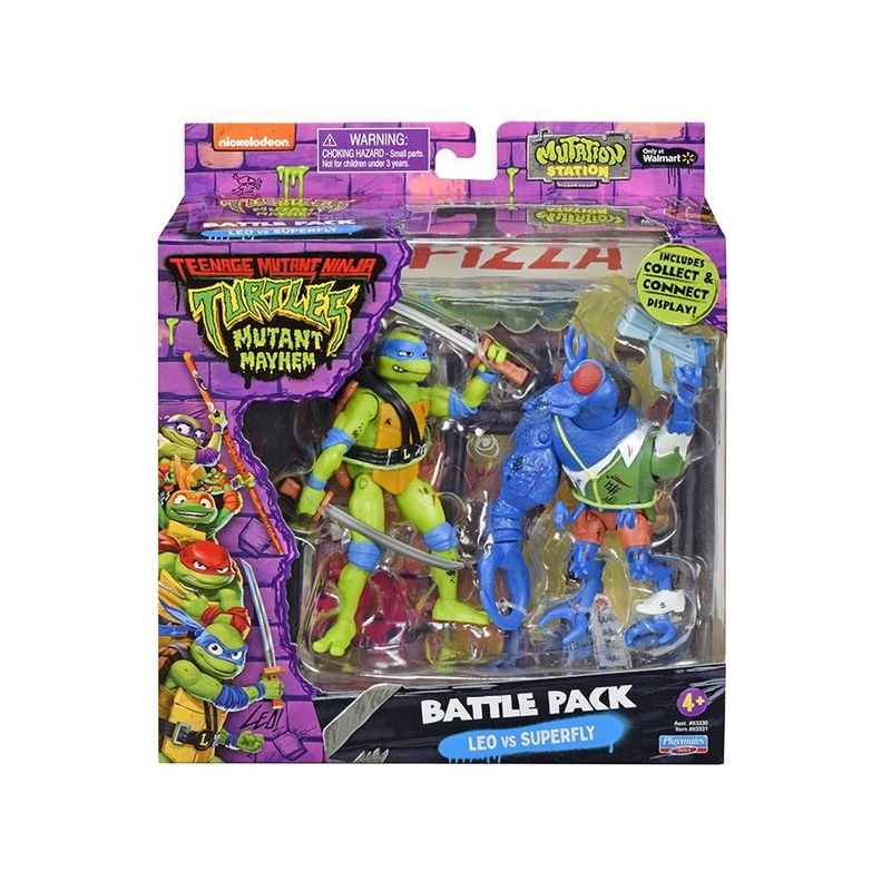 TORTUGAS NINJA - Las Tortugas Ninja Pack 2 Figuras Leonardo Vs Superfly