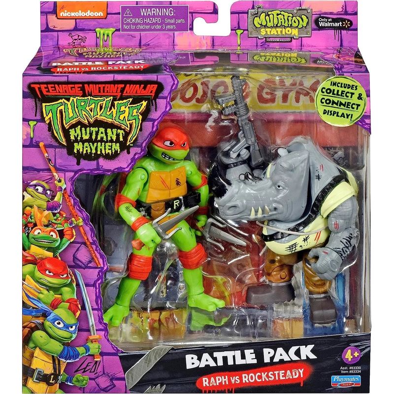 TORTUGAS NINJA - Las Tortugas Ninja Pack 2 Figuras Raphael VS Rocksteady
