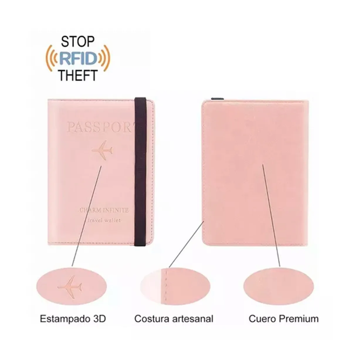 GENERICO - Porta Pasaporte Funda Protectora Con Rfid