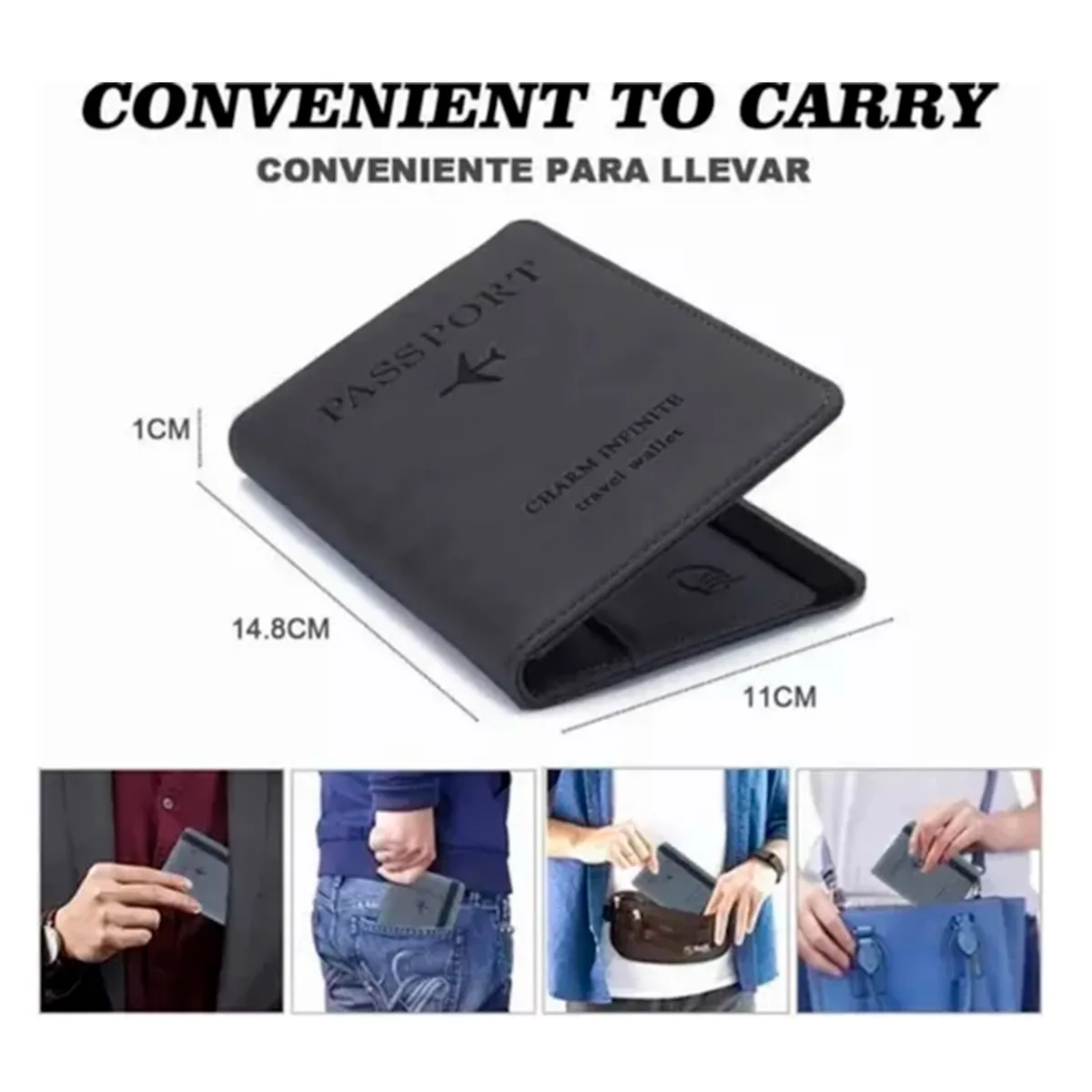 GENERICO - Porta Pasaporte Funda Protectora Con Rfid