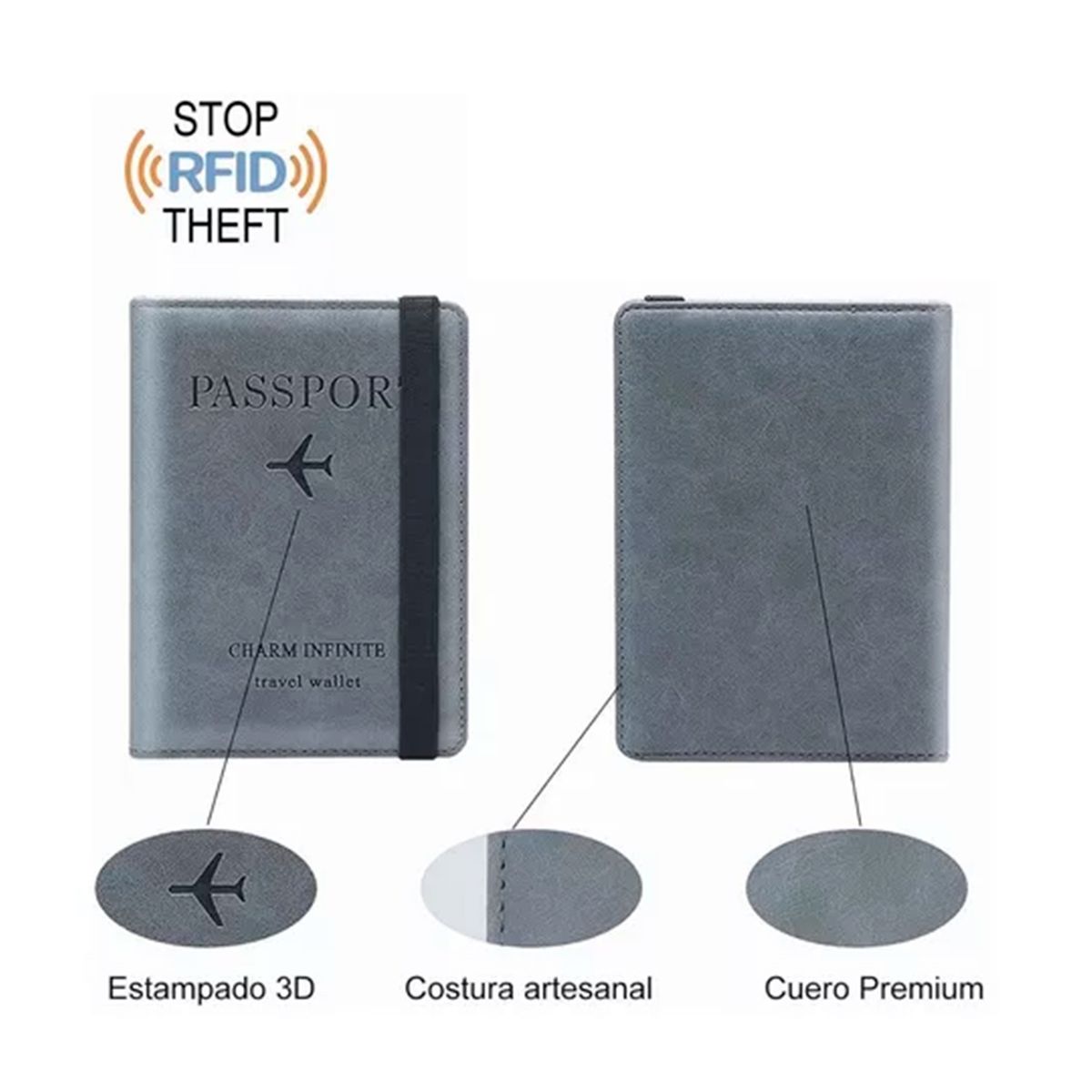 GENERICO - Porta Pasaporte Funda Protectora Con Rfid