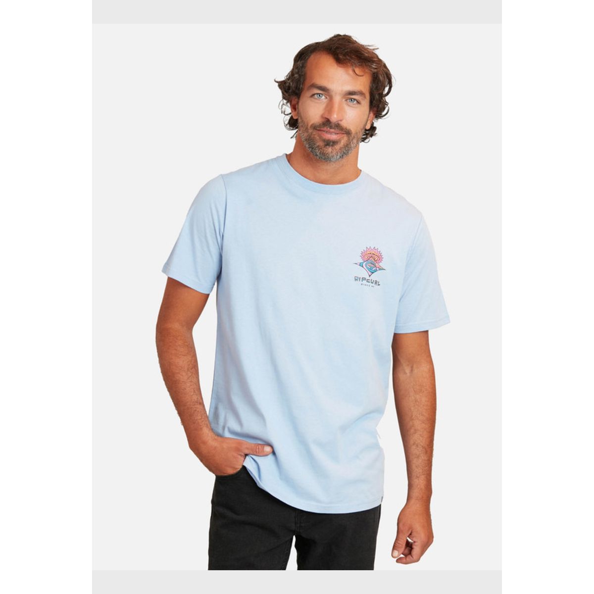 RIP CURL - Polera M/C Mushy  Celeste Hombre Ripcurl.