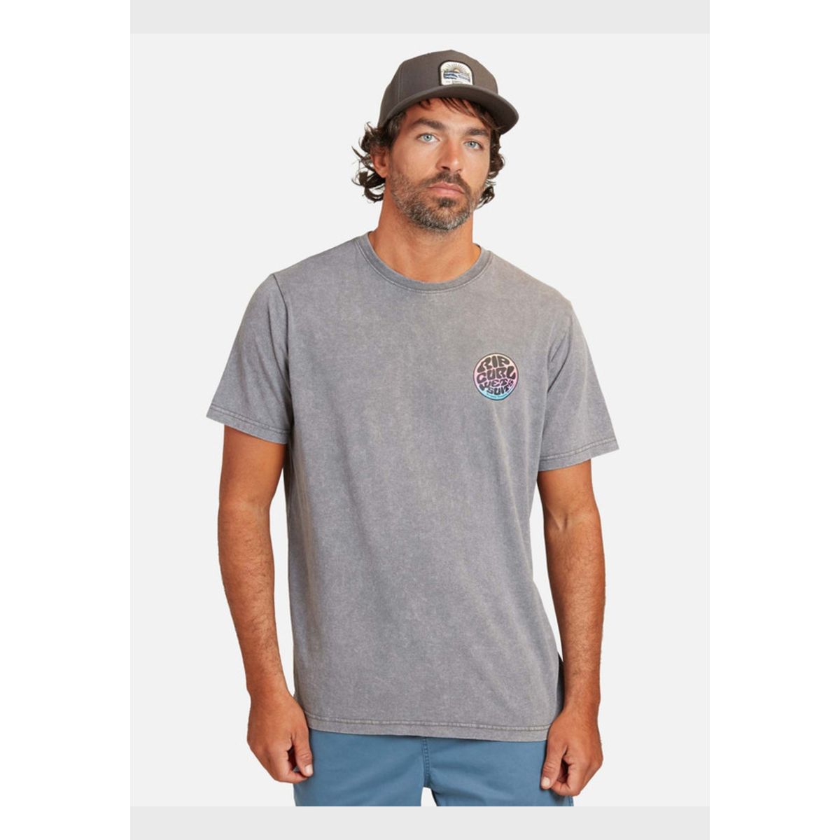 RIP CURL - Polera M/C Wettie Acid Gris Hombre Ripcurl