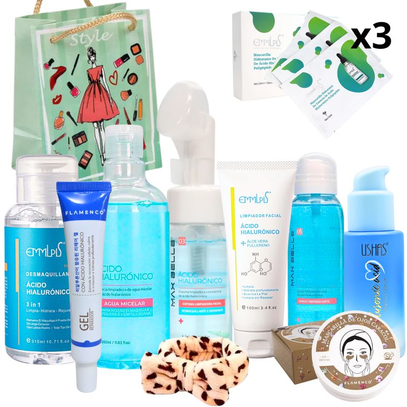 MAXBELLE - Kit Skin Care Acido Hialuronico Limpieza Facial Regalo