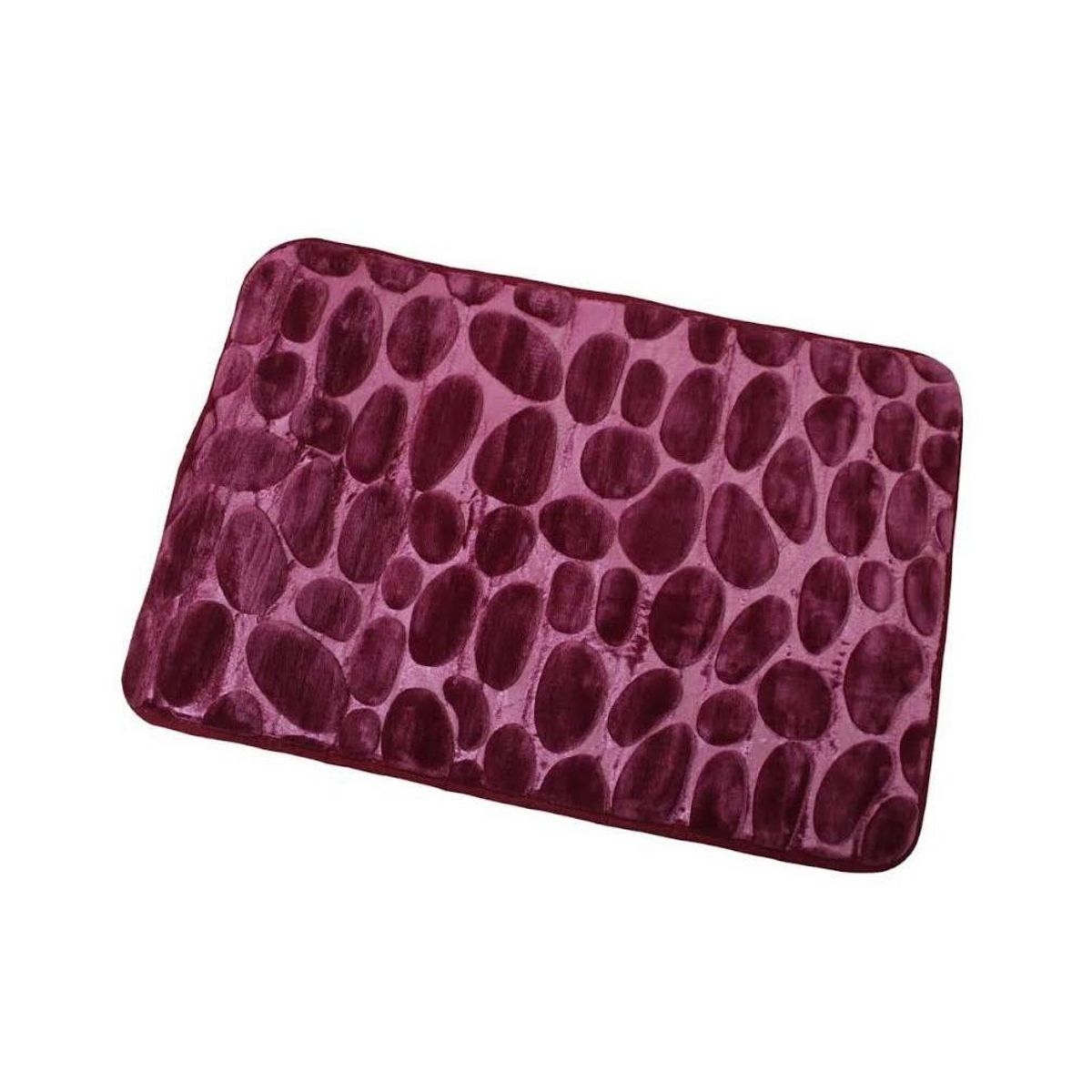 GENERICO - Alfombra De Baño Absorbente Suave Piedras Burdeo