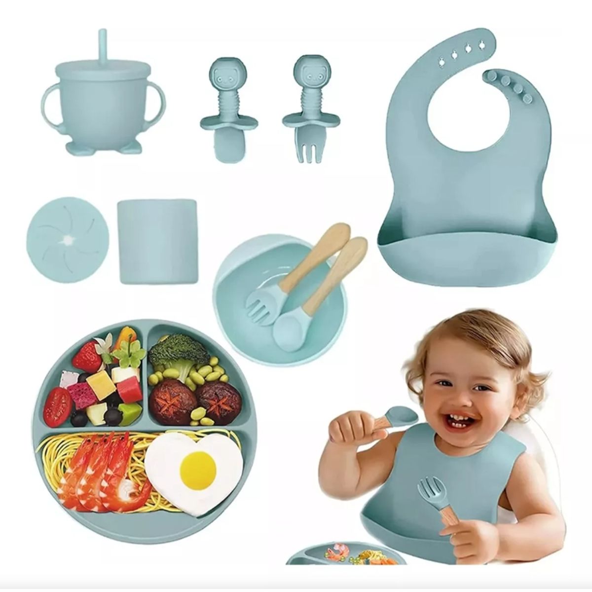 TNAKIEX - Set Alimentación Silicona Bebe 10 Pcs No Toxico Sin Bpa