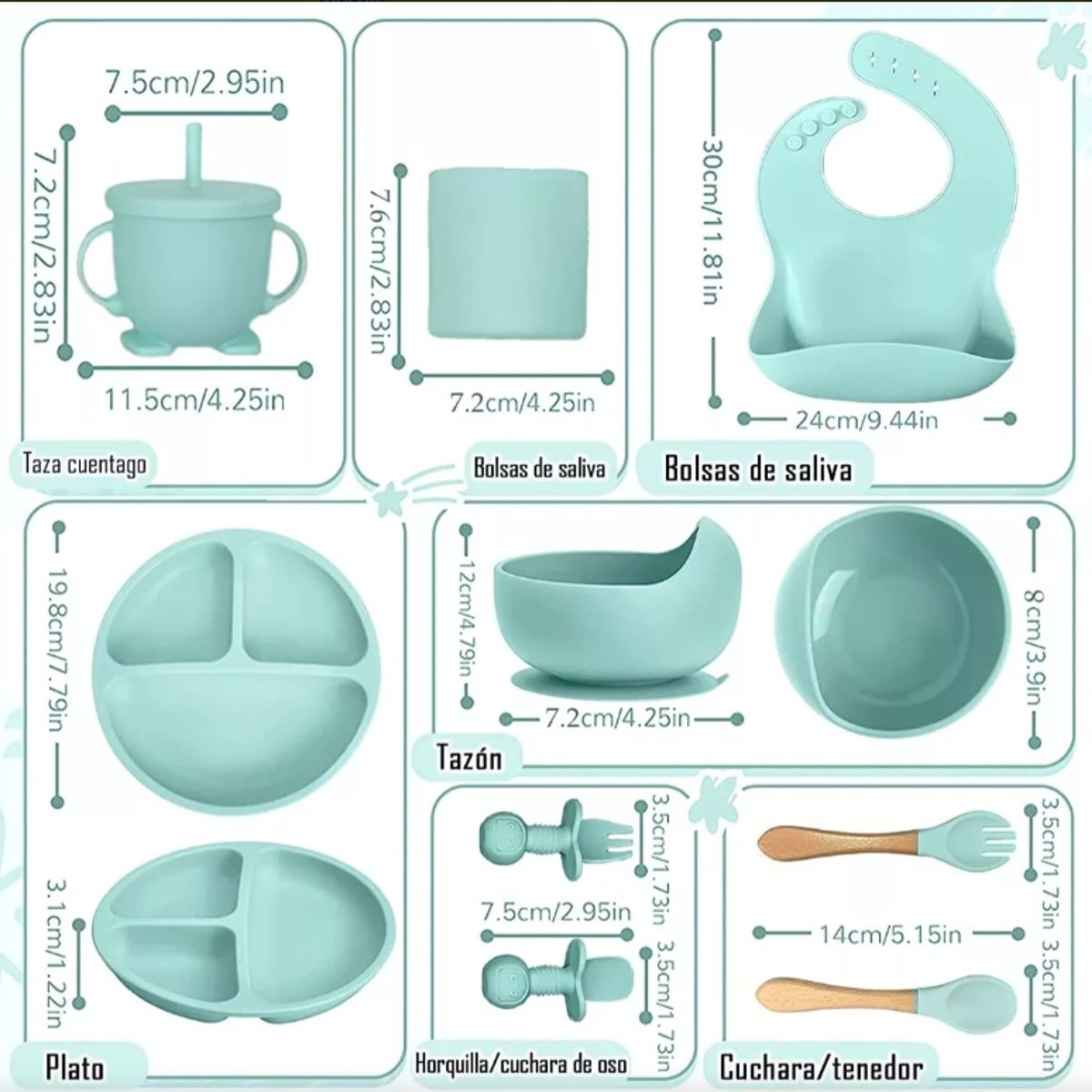 TNAKIEX - Set Alimentación Silicona Bebe 10 Pcs No Toxico Sin Bpa