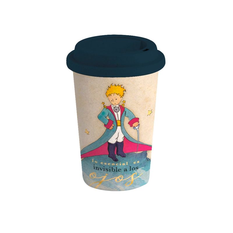 GENERICO - Vaso Ecologico de Bambu 350 ml –El Principito con Capa en el Planeta