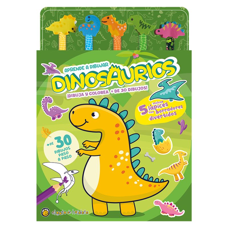 EL GATO DE HOJALATA - Lapices Y Borradores De Colores: Dinosaurios