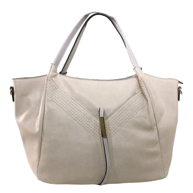MAILEA - Cartera ecocuero con lazo y placa para mujer arena