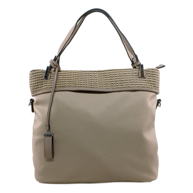MAILEA - Cartera ecocuero franja tejida para mujer arena