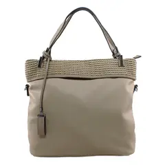 MAILEA - Cartera ecocuero franja tejida para mujer arena