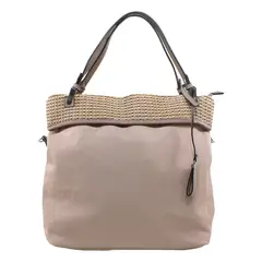 MAILEA - Cartera ecocuero franja tejida para mujer rosado