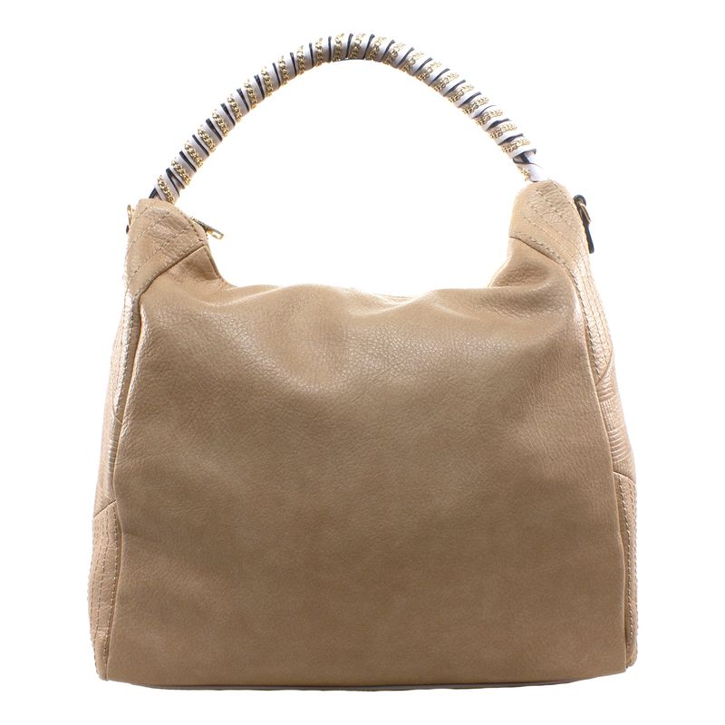 MAILEA - Cartera ecocuero con manilla cadena para mujer arena
