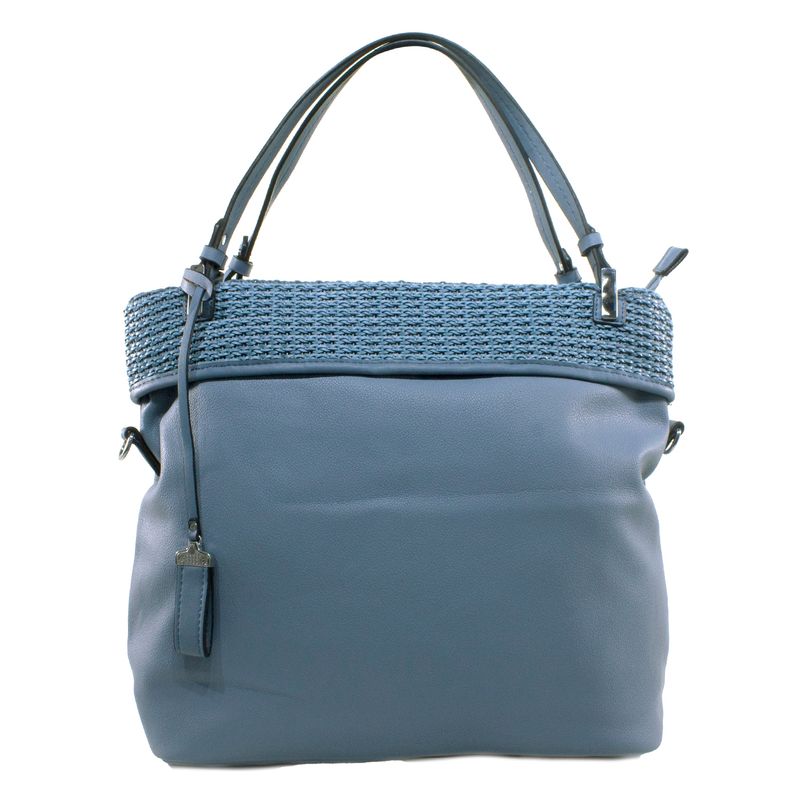 MAILEA - Cartera ecocuero franja tejida para mujer azul