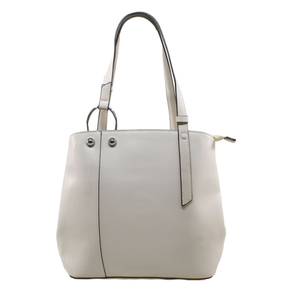 MAILEA - Cartera ecocuero correa y argolla para mujer beige