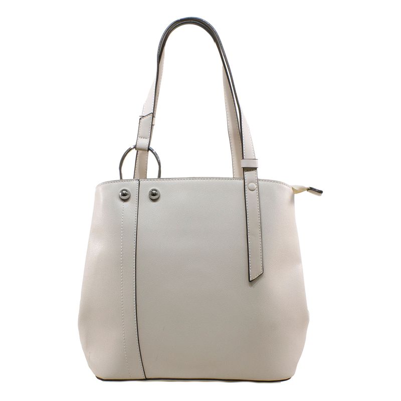 MAILEA - Cartera ecocuero correa y argolla para mujer beige
