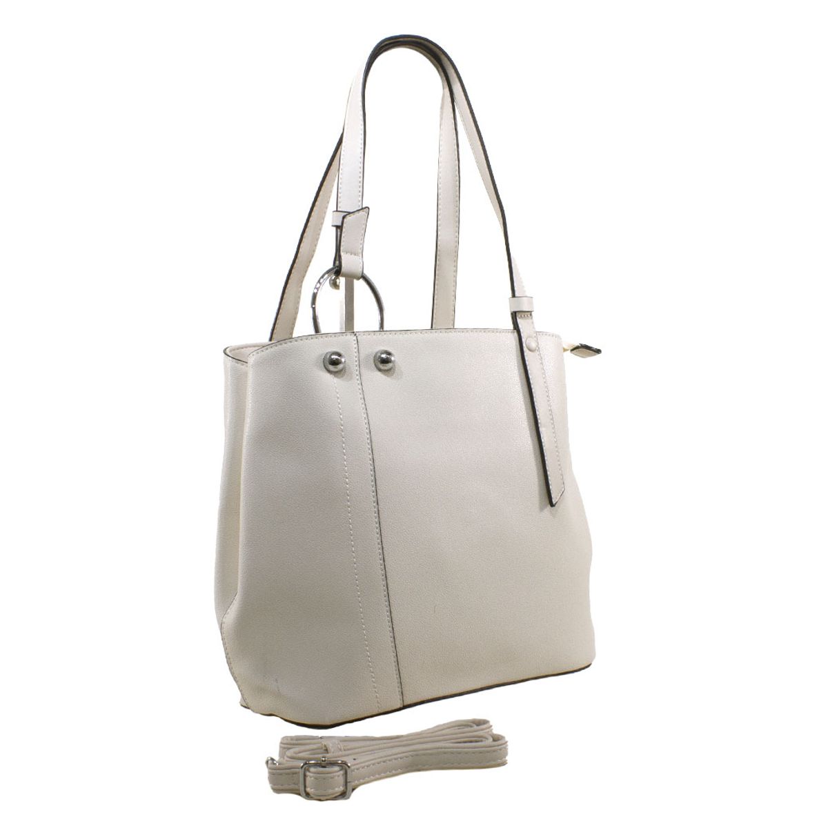 MAILEA - Cartera ecocuero correa y argolla para mujer beige