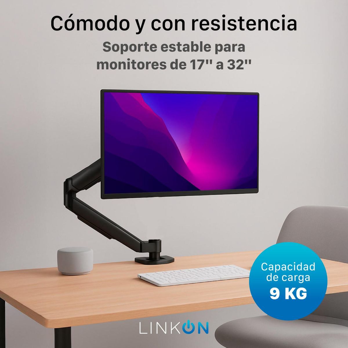 LINKON - Soporte Brazo Para Monitor Resorte a Gas Escritorio Linkon
