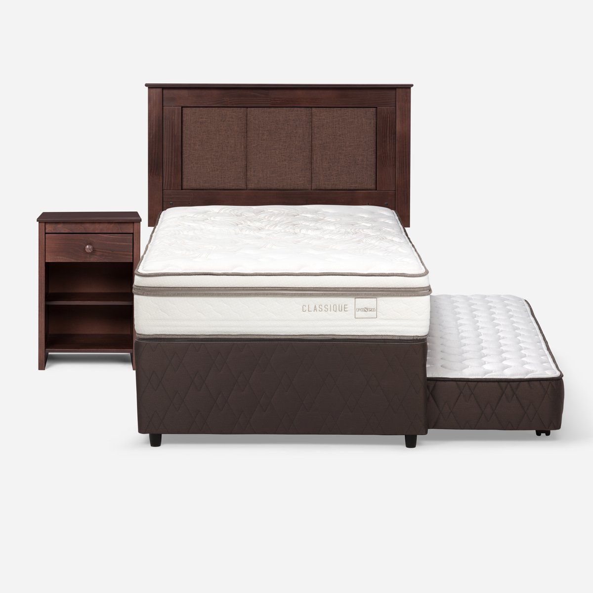 ROSEN - Diván Classique+ 1,5 Plazas +Respaldo Rachel+Velador Ferrara