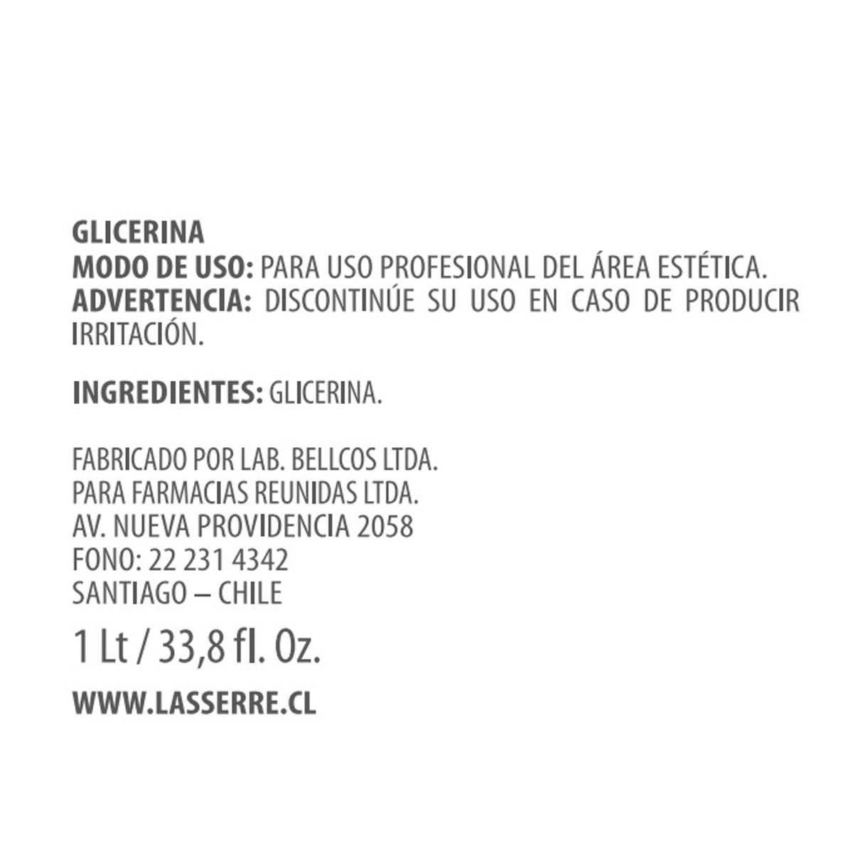 LASSERRE COSMETIQUE - Glicerina 1 lt Lasserre Cosmétique