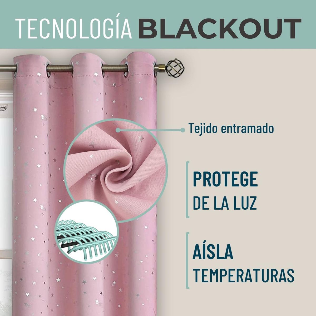 CASATUA - Cortina Niña Niño Semi Blackout Casatua - Rosa