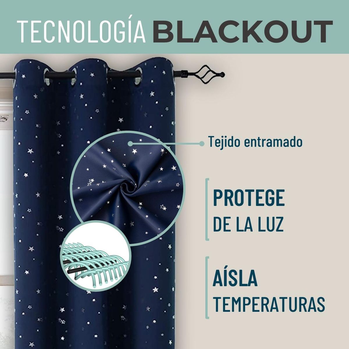 CASATUA - Cortina Niña Niño Semi Blackout Casatua - Azul