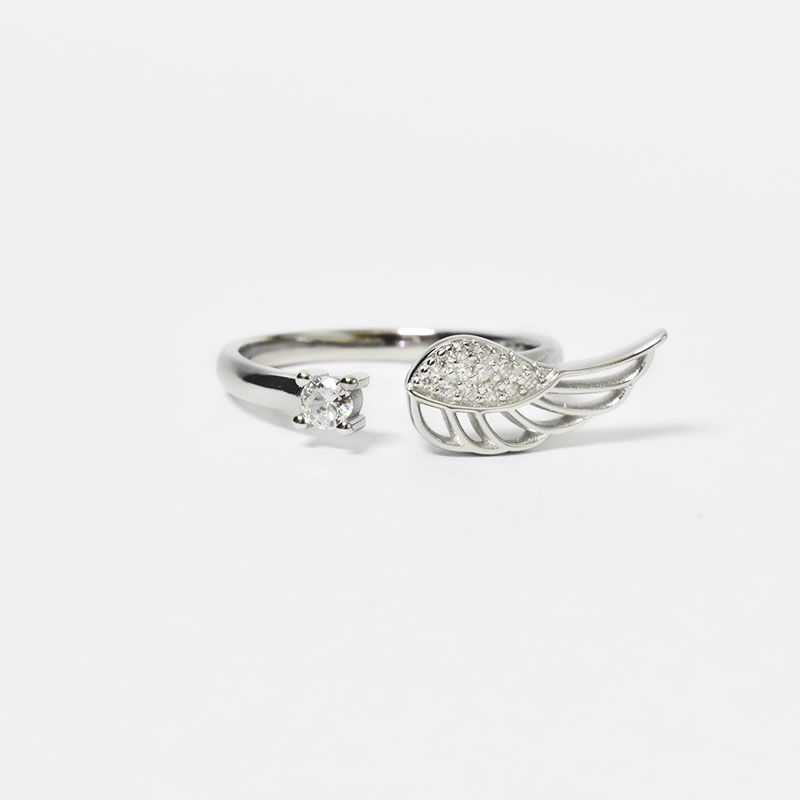 ROSETT - Anillo ajustable con pluma y circón