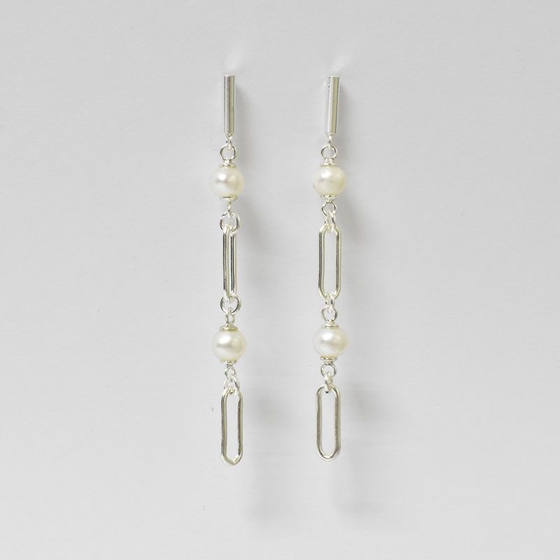 ROSETT - Aros con perlas de rio y eslabones