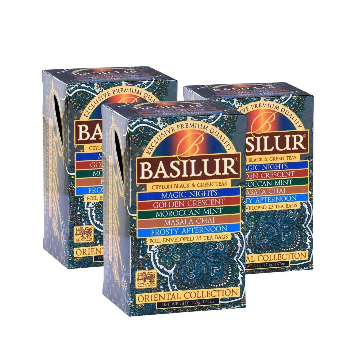 BASILUR - Pack Te Basilur 3 Cajas Oriental Assorted de 25 Bolsas c/u BASILUR