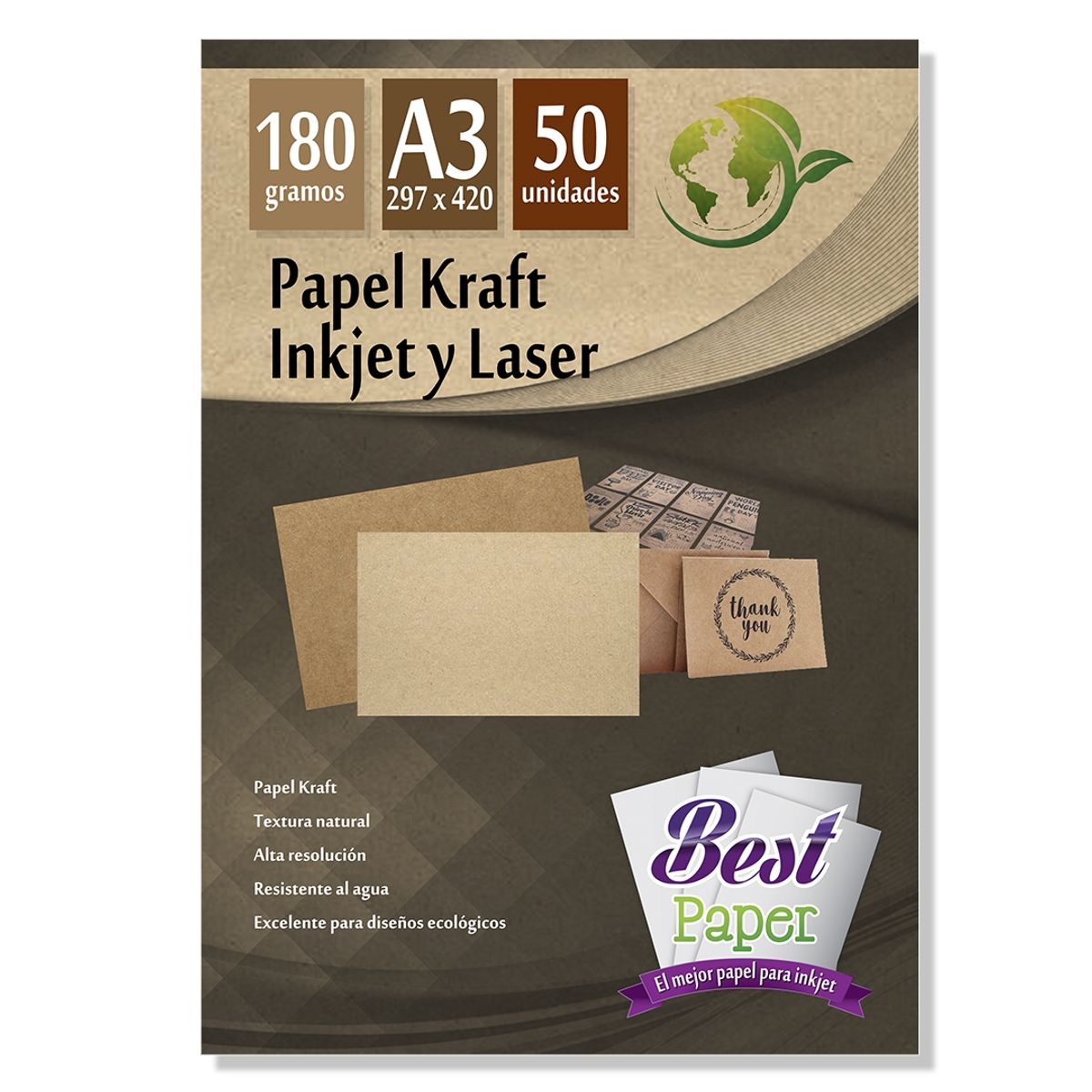 GENERICO - Papel Kraft 180g A3 X 50h - Inkjet
