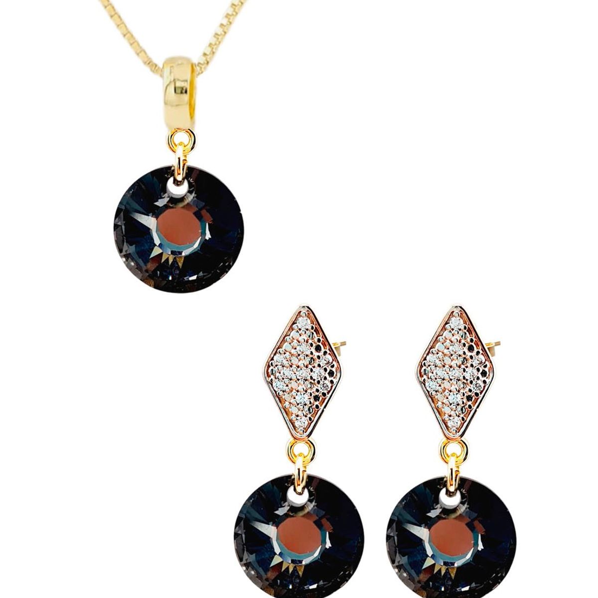 JOYAS MONTERO - Conjunto Enigma Gold 24K creado con cristales de Swarovski® Silver Night