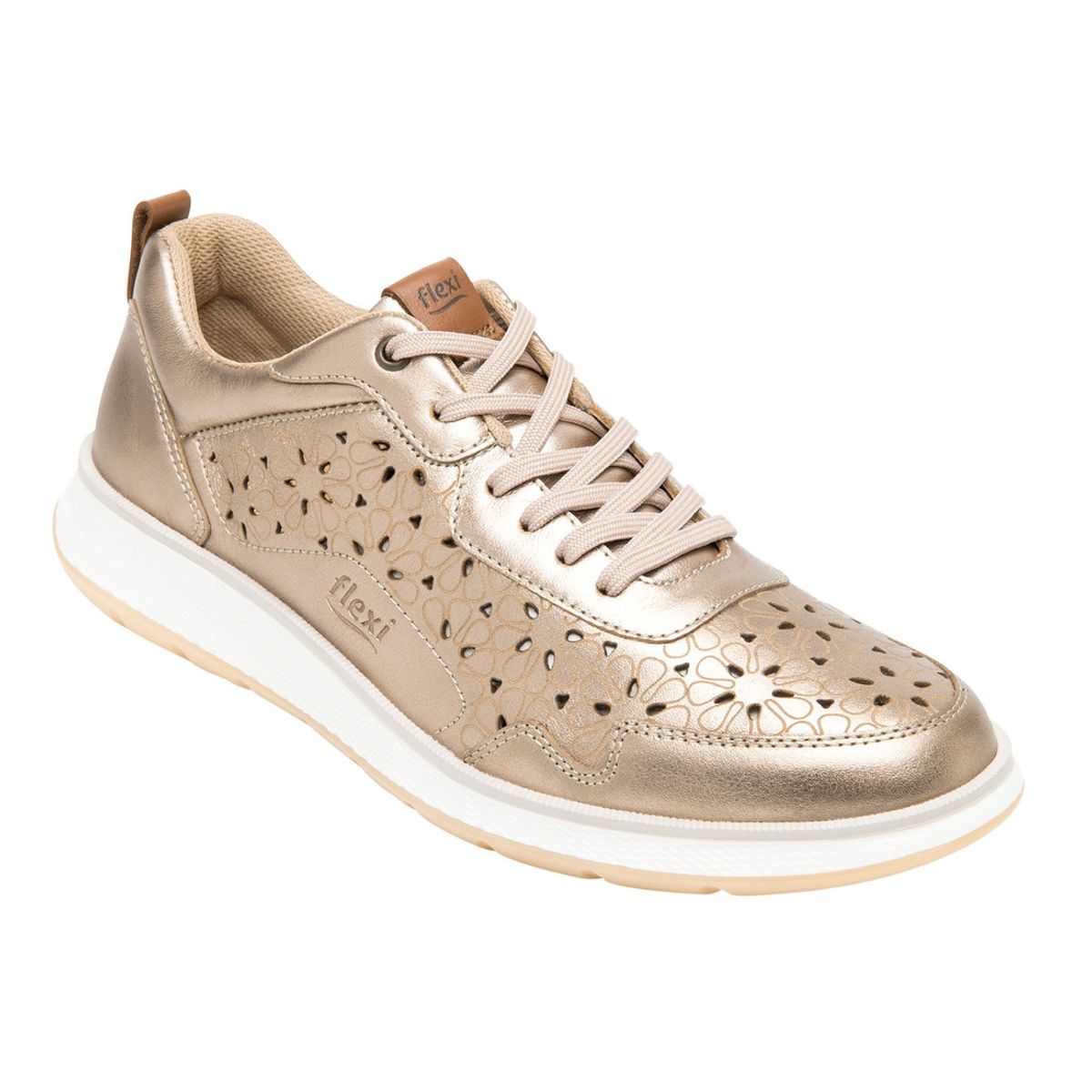 FLEXI - Zapatilla Mujer Cuero Rosaura Dorado Flexi