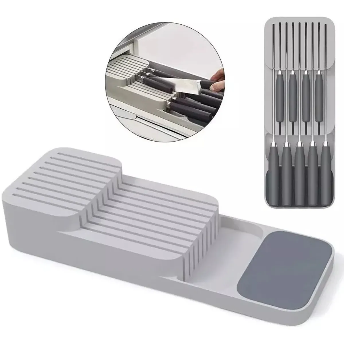 GENERICO - Organizador De Cuchillos Organizador De Servicios Cajon Gris