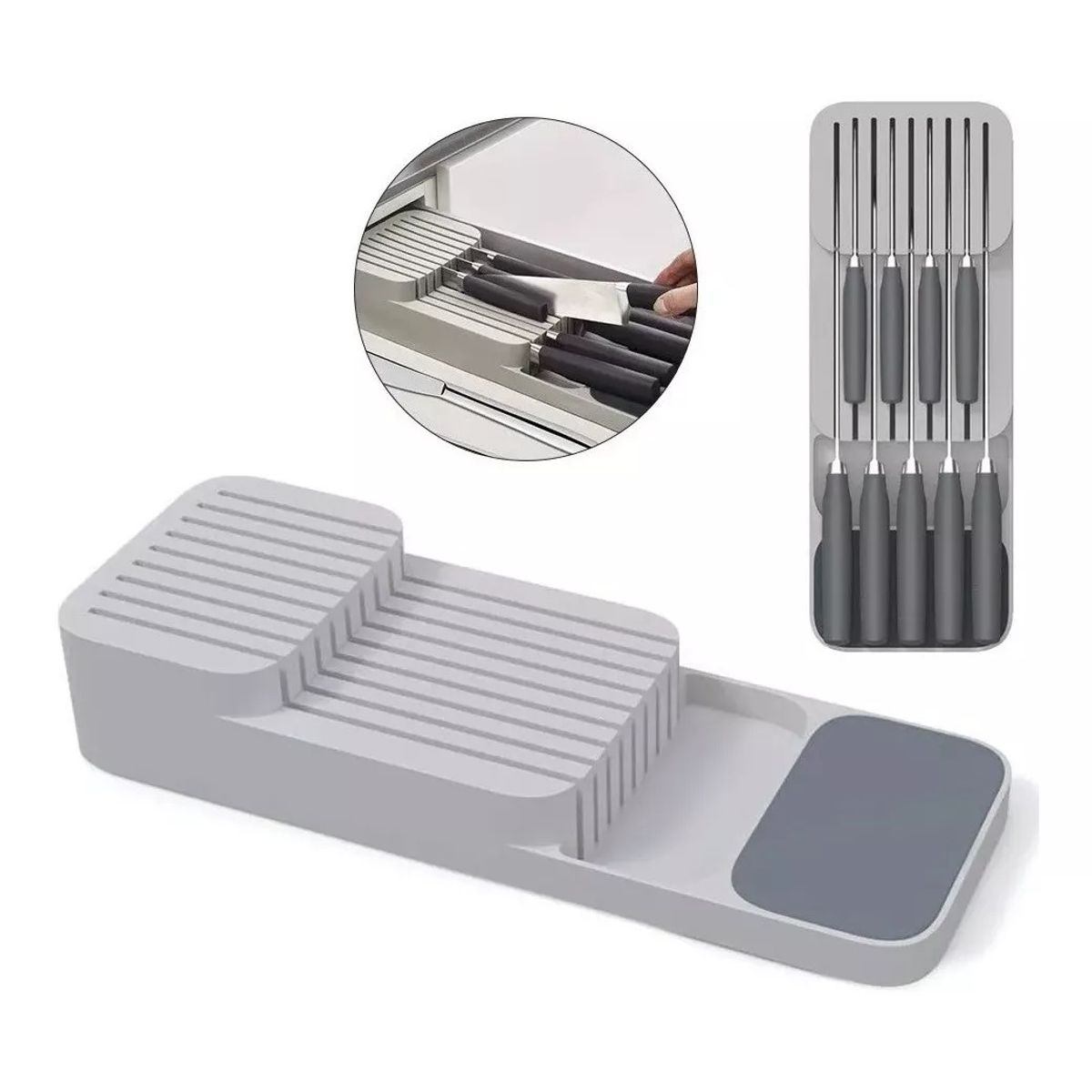 GENERICO - Organizador De Cuchillos Organizador De Servicios Cajon Gris