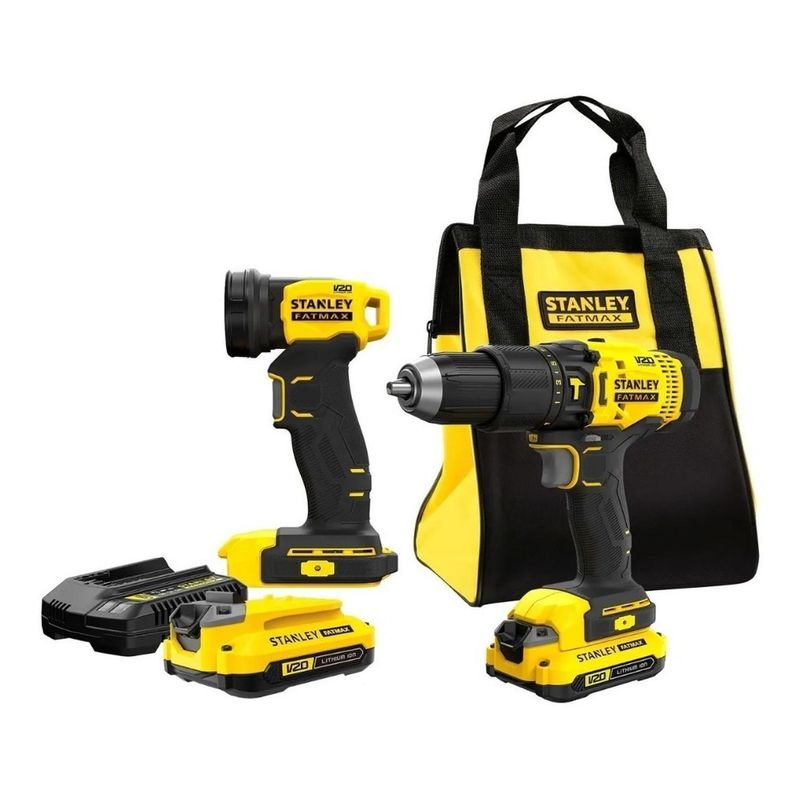 STANLEY - Kit Taladro Percutor 20v + Linterna Stanley Scdl711c2s-b2